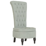 NNEVL High Back Chair Light Grey Velvet Button Design