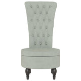 NNEVL High Back Chair Light Grey Velvet Button Design