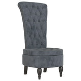 NNEVL High Back Chair Dark Grey Velvet Button Design