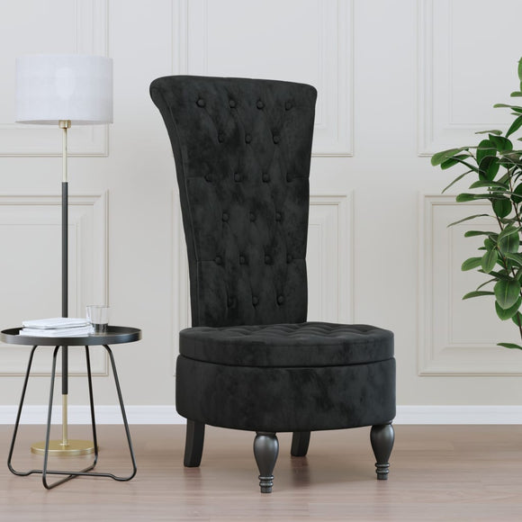 NNEVL High Back Chair Black Velvet Button Design