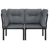 NNEVL Garden Corner Chairs with Cushions 2 pcs Black&Grey Poly Rattan