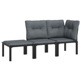 NNEVL 3 Piece Garden Lounge Set Black and Grey Poly Rattan