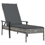 NNEVL Sun Lounger with Cushion Grey Poly Rattan