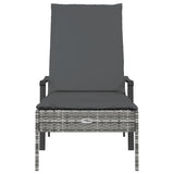 NNEVL Sun Lounger with Cushion Grey Poly Rattan
