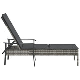 NNEVL Sun Lounger with Cushion Grey Poly Rattan