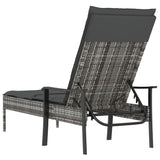 NNEVL Sun Lounger with Cushion Grey Poly Rattan
