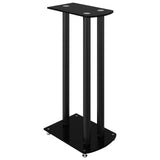 NNEVL Speaker Stands 2 pcs Black Tempered Glass 3 Pillars Design