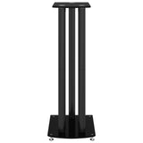 NNEVL Speaker Stands 2 pcs Black Tempered Glass 3 Pillars Design