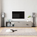 NNEVL Speaker Stands 2 pcs Black Tempered Glass 3 Pillars Design