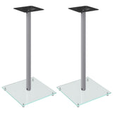 NNEVL Speaker Stands 2 pcs Silver Tempered Glass 1 Pillar Design