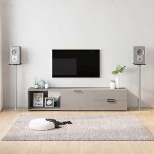 NNEVL Speaker Stands 2 pcs Silver Tempered Glass 1 Pillar Design