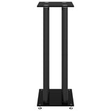 NNEVL Speaker Stands 2 pcs Black Tempered Glass 4 Pillars Design