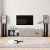 NNEVL Speaker Stands 2 pcs Black Tempered Glass 4 Pillars Design