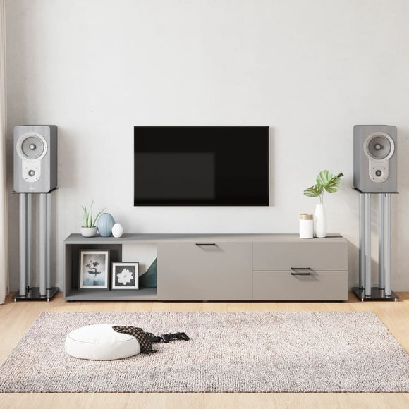 NNEVL Speaker Stands 2 pcs Black&Silver Tempered Glass 4 Pillars Design