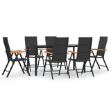 NNEVL 7 Piece Garden Dining Set Black and Brown Poly Rattan