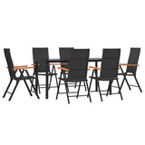 NNEVL 7 Piece Garden Dining Set Black and Brown Poly Rattan