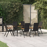 NNEVL 7 Piece Garden Dining Set Black and Brown Poly Rattan