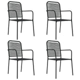 NNEVL 5 Piece Garden Dining Set Black Cotton Rope and Steel