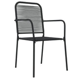 NNEVL 5 Piece Garden Dining Set Black Cotton Rope and Steel