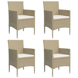NNEVL 5 Piece Garden Dining Set with Cushions Beige and Black