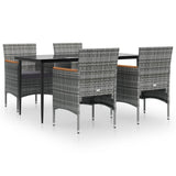 NNEVL 5 Piece Garden Dining Set with Cushions Grey and Black