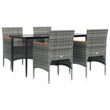NNEVL 5 Piece Garden Dining Set with Cushions Grey and Black