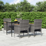 NNEVL 5 Piece Garden Dining Set with Cushions Grey and Black