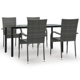 NNEVL 5 Piece Garden Dining Set Grey Poly Rattan