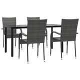 NNEVL 5 Piece Garden Dining Set Grey Poly Rattan