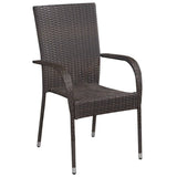 NNEVL 7 Piece Garden Dining Set Brown Poly Rattan