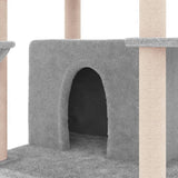 NNEVL Cat Tree with Sisal Scratching Posts Light Grey 166 cm