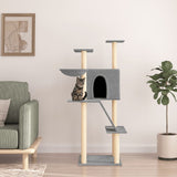 NNEVL Cat Tree with Sisal Scratching Posts Light Grey 143 cm