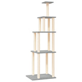 NNEVL Cat Tree with Sisal Scratching Posts Light Grey 183 cm