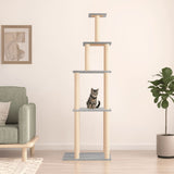 NNEVL Cat Tree with Sisal Scratching Posts Light Grey 183 cm