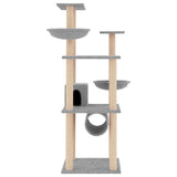 NNEVL Cat Tree with Sisal Scratching Posts Light Grey 141 cm