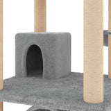 NNEVL Cat Tree with Sisal Scratching Posts Light Grey 141 cm