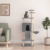 NNEVL Cat Tree with Sisal Scratching Posts Light Grey 153 cm