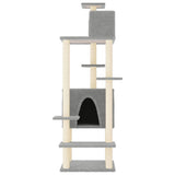 NNEVL Cat Tree with Sisal Scratching Posts Light Grey 154 cm