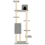 NNEVL Cat Tree with Sisal Scratching Posts Light Grey 154 cm