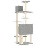 NNEVL Cat Tree with Sisal Scratching Posts Light Grey 154 cm
