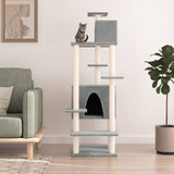 NNEVL Cat Tree with Sisal Scratching Posts Light Grey 154 cm