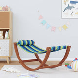 NNEVL Rocking Hammock for Kids Blue and Green Fabric