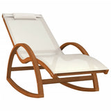 NNEVL Rocking Chair White Textilene and Solid Wood Poplar