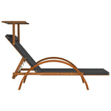 NNEVL Sun Lounger with Canopy Grey Textilene and Solid Wood Poplar