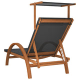NNEVL Sun Lounger with Canopy Grey Textilene and Solid Wood Poplar