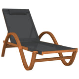NNEVL Sun Lounger with Pillow Grey Textilene and Solid Wood Poplar