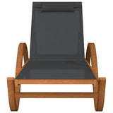 NNEVL Sun Lounger with Pillow Grey Textilene and Solid Wood Poplar