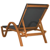 NNEVL Sun Lounger with Pillow Grey Textilene and Solid Wood Poplar