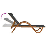 NNEVL Sun Lounger with Pillow Grey Textilene and Solid Wood Poplar