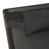 NNEVL Sun Lounger with Pillow Grey Textilene and Solid Wood Poplar